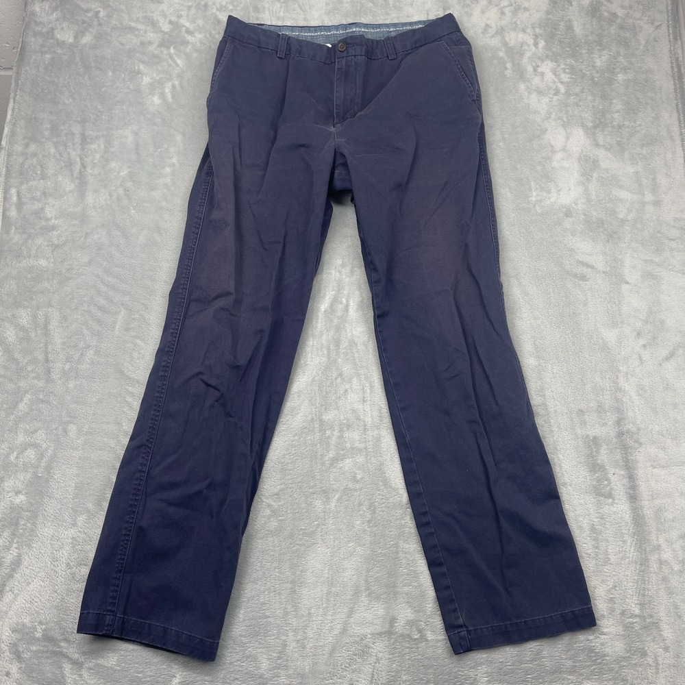 G.H. Bass &‎ Co. Chino Pants Mens 36x34 Navy Flat Front Mid Rise Straight Leg